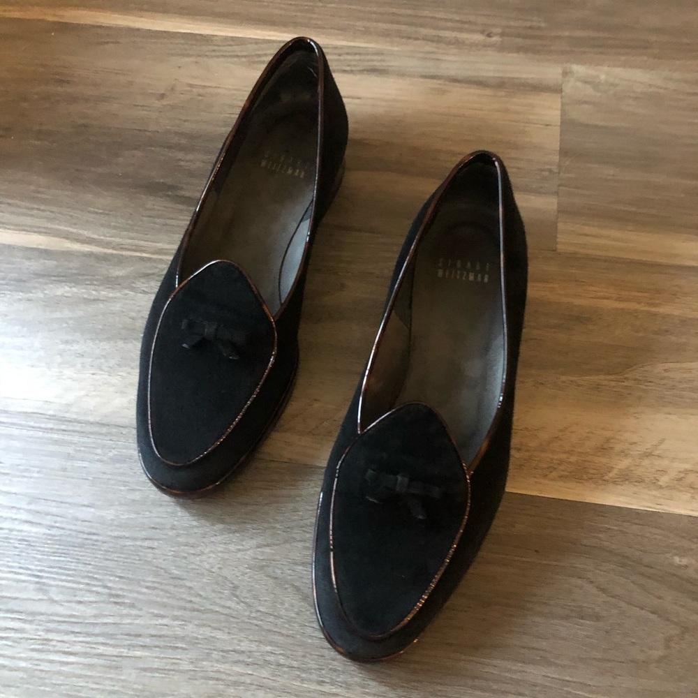 STUART WEITZMAN Womens Loafers 7.5M Black Suede